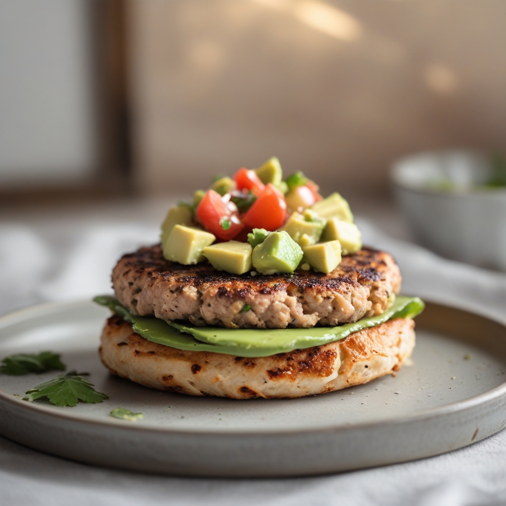 Mediterranean Tuna‑Chickpea Power Burger with Avocado Salsa
