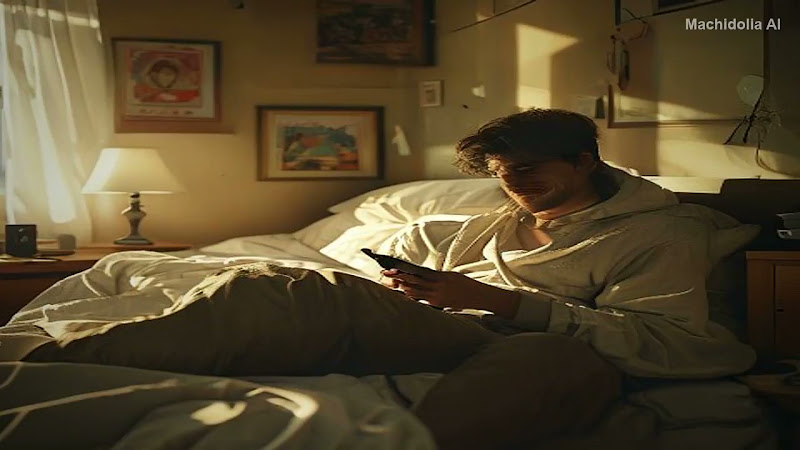 AI Text to Video (A young man waking up in a mes)