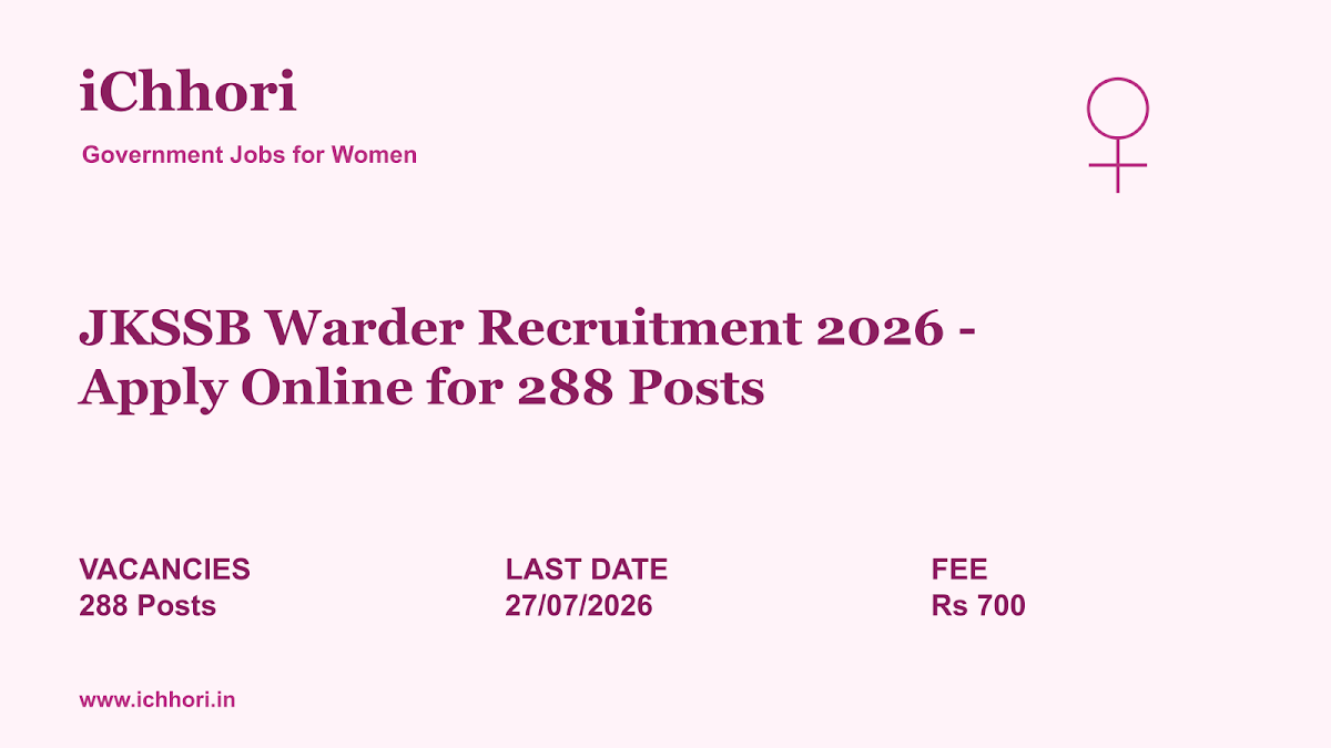 JKSSB Warder Recruitment 2026 - Apply Online for 288 Posts - iChhori