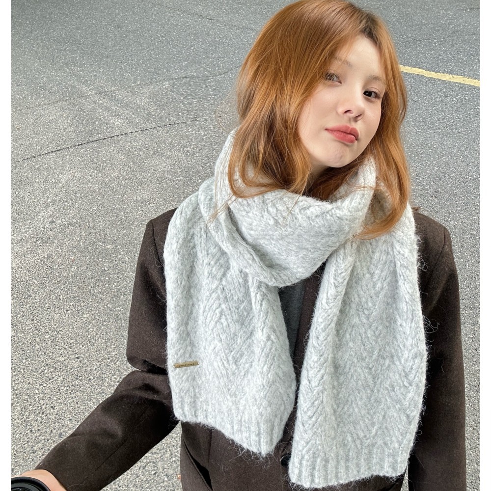 High-quality alpaca wool knitted scarf, 24x165 cm