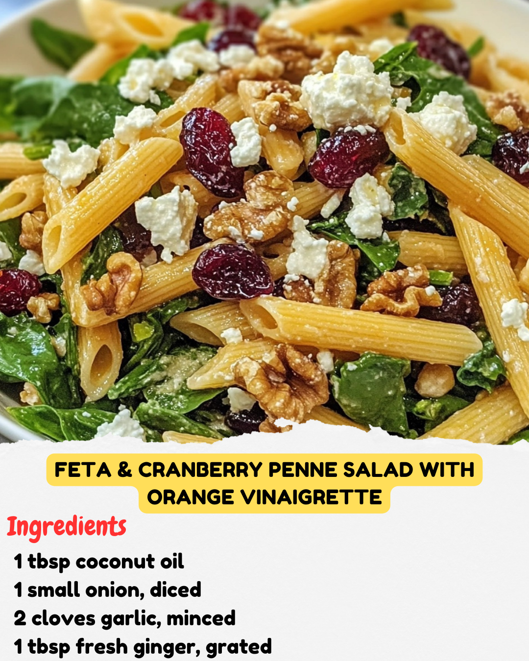 Feta & Cranberry Penne Salad with Orange Vinaigrette