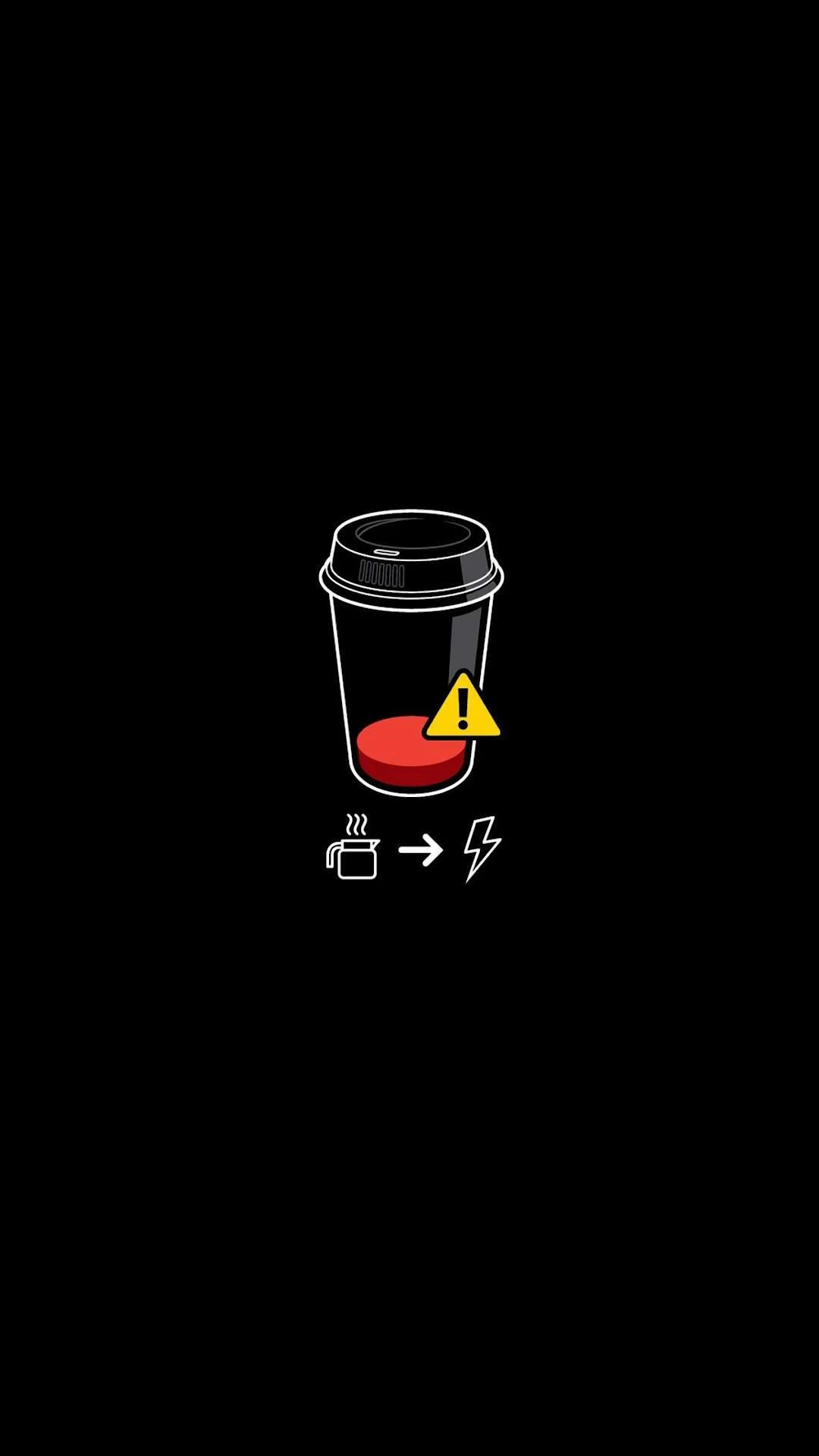 Coffee Cup with Warning Symbol on Black - Free 4K mobile Wallpaper