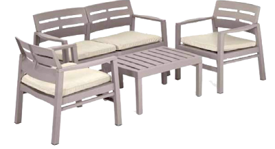 Garden Set Modern Wood 4 Seaters