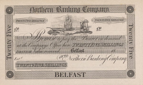 Northern Banking Company Belfast twenty five shilling note 1820 1829