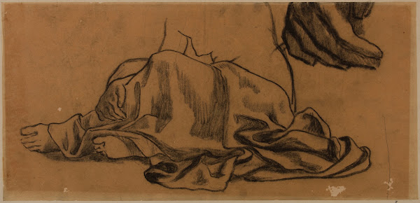 Etude de draperie et étude de doigts 1854 1855