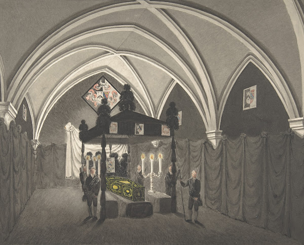 Vaulted Interior with Catalfalque Coffin and Attendants 1822