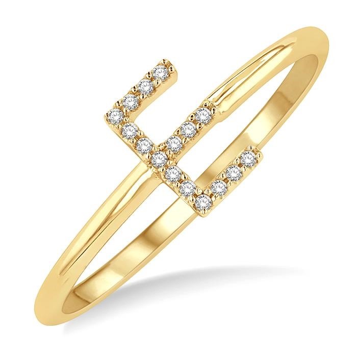 Block 'E' Initial Diamond Ring 365D9DHTSWG-E – 10 Kt Yellow Gold, 4