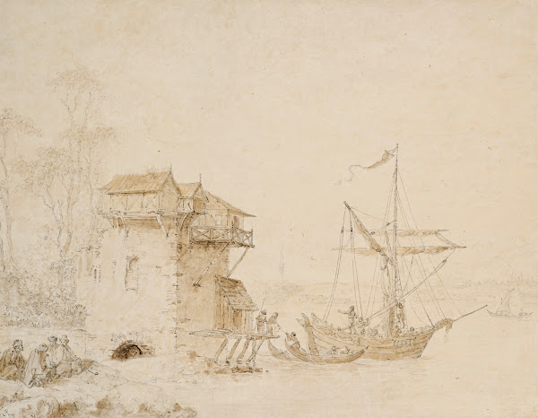 Le péage à bateau dans un paysage orientaliste