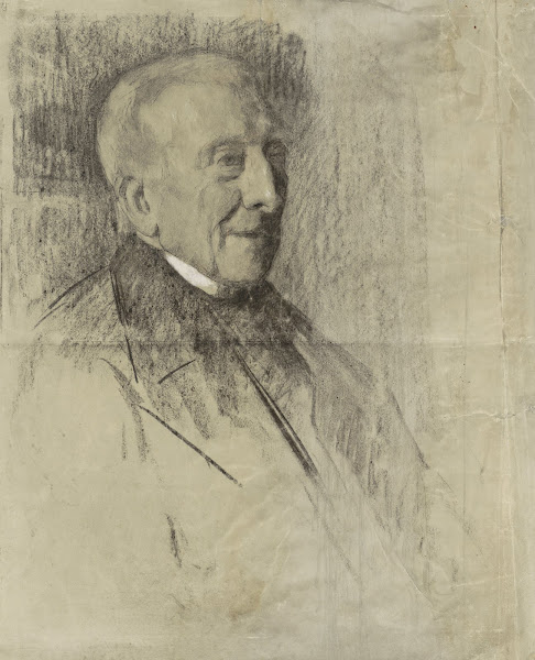 Portret van een oude heer naar rechts