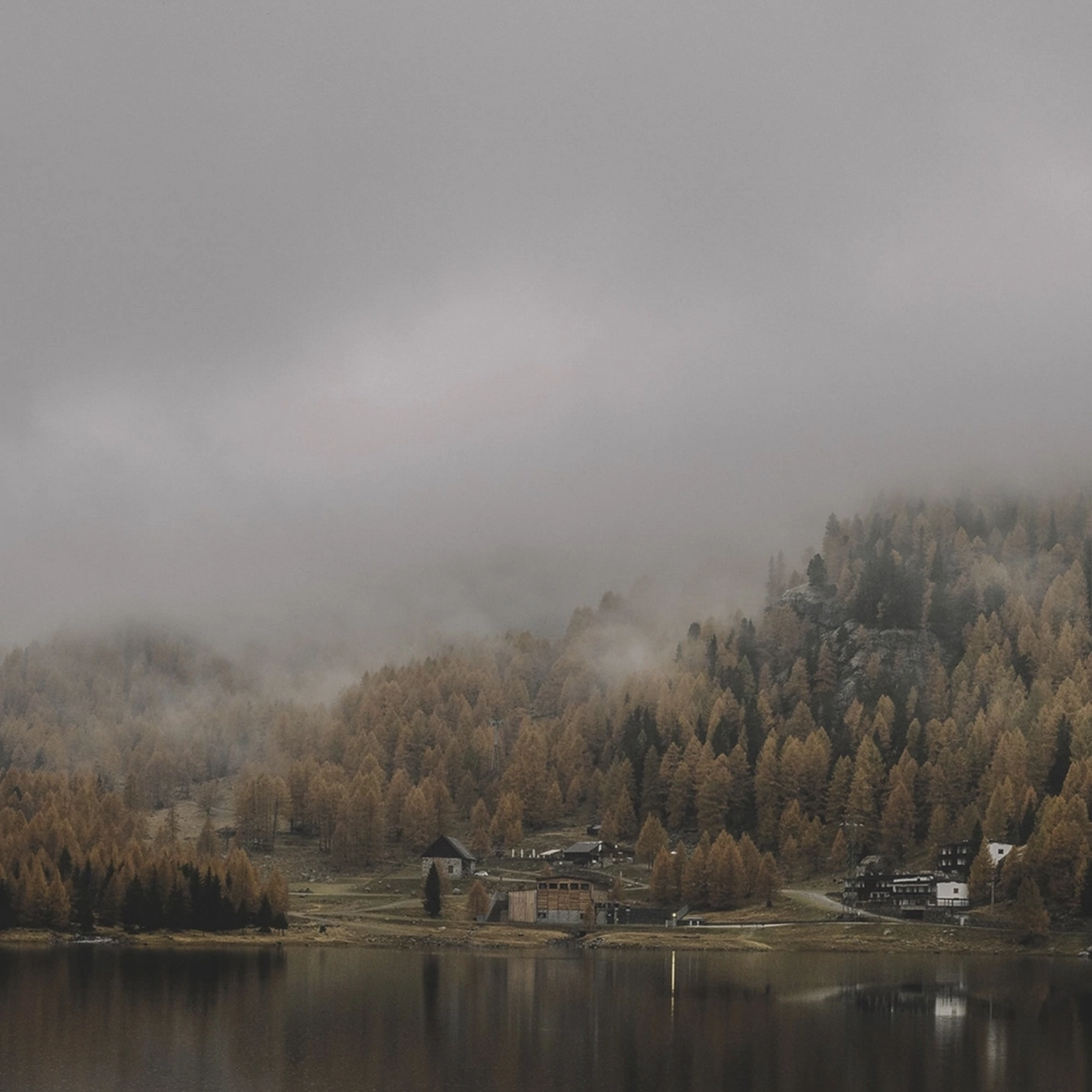 Download Moody Autumn Lake Landscape iPhone