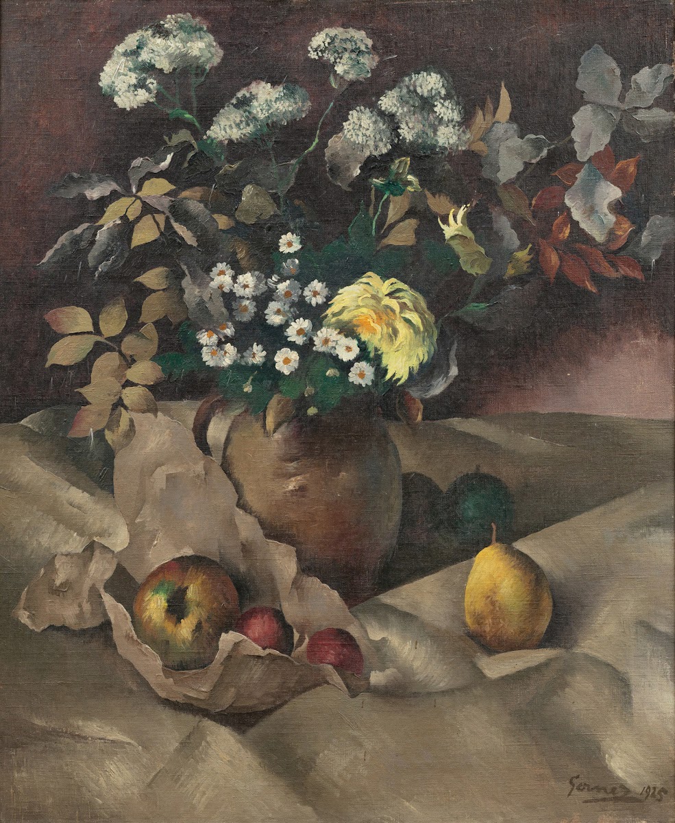 Still life with flowers pears andapples 1925