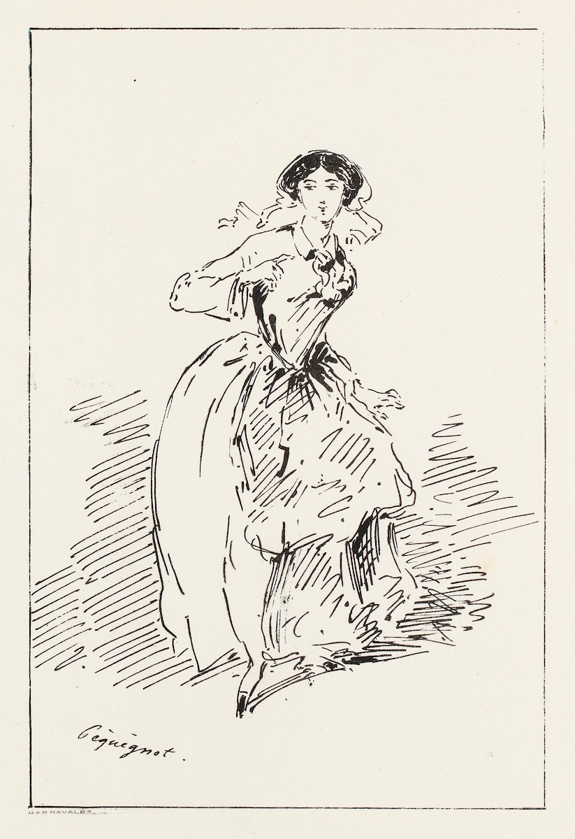 Femme courrant de face 1850