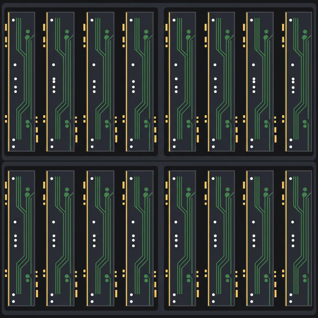 Minimal 2D vector close up of stacked server racks and gpu boards on dark background with green and gold accents representing ai compute demand top 5 stocks to buy right now