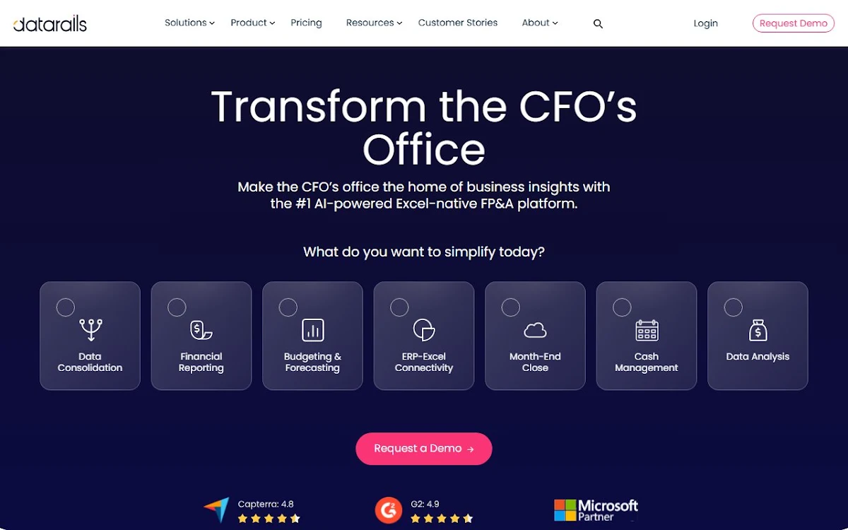 Captura de datarails.com