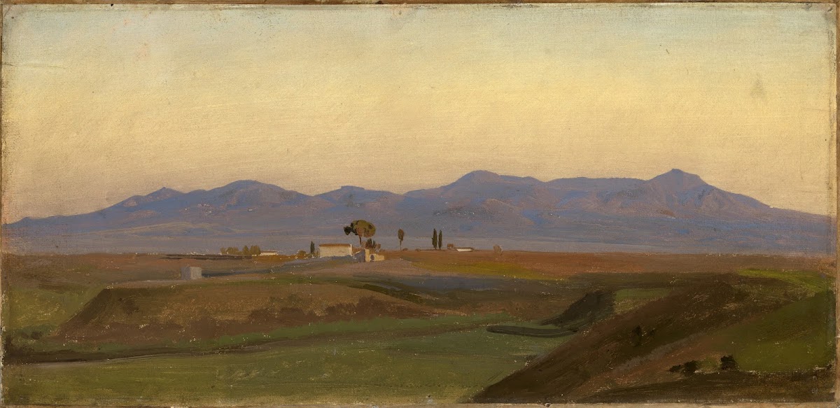 Blick aus der römischen Campagna auf die Sabinerberge ca 1840