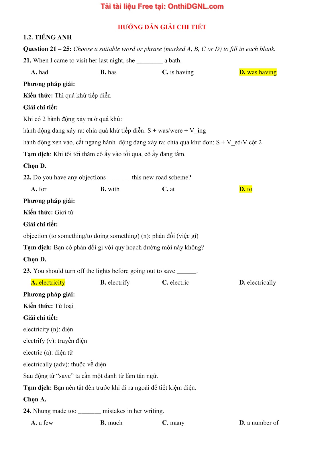 800 bài tập môn Tiếng Anh - Ôn thi ĐGNL ĐHQG TP HCM Phần 28