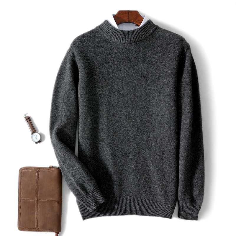 Herren-Wollpullover, Stehkragen, Business-Casual