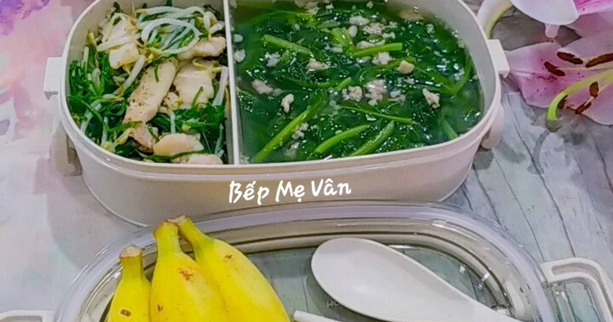 Hộp Cơm Vui Vẻ 1:(tôm sốt me - canh cải ngọt thịt bằm...)