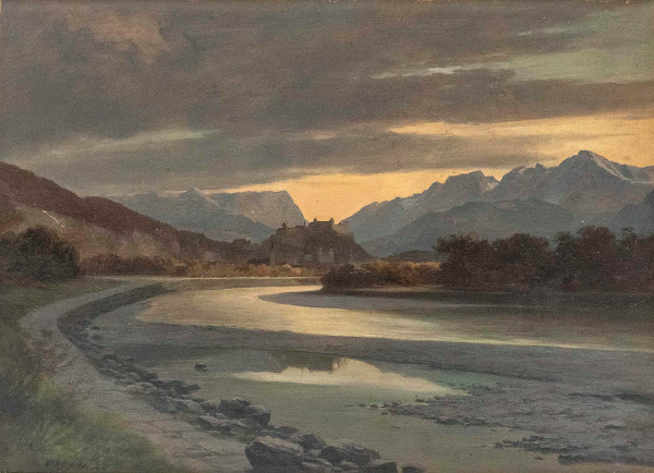 Abendstimmung in Salzburg vom Salzachufer bei Bergheim