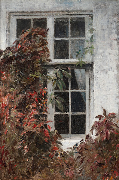 Virginia creeper about a window at Liselund