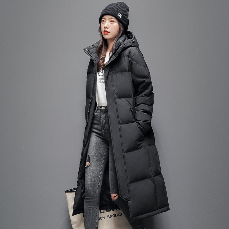 Long down coat for men and women, knee-length