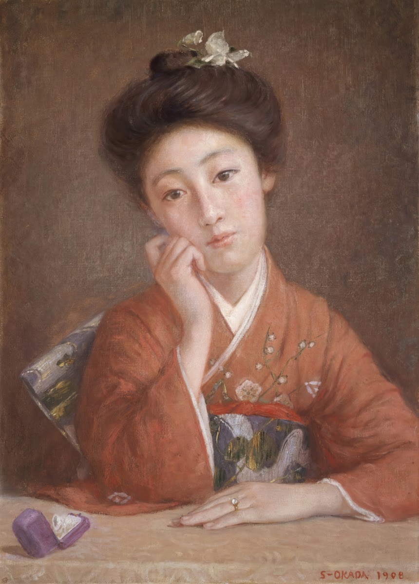 Woman Wearing a Diamond Ring Diamond no onna 1908