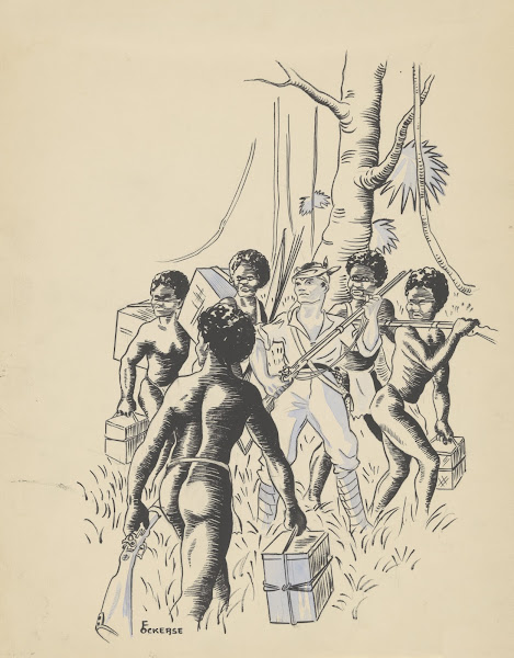 Witte Man Met Vuurwapen Tussen De Nieuw GuineeëRs 1936