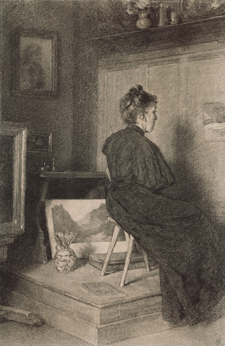 Mary Eysen im Atelier der Villa Holstein in Meran Obermais 1894
