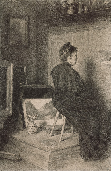 Mary Eysen im Atelier der Villa Holstein in Meran Obermais 1894