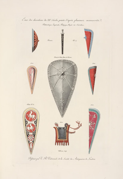 Ecus des chevaliers du XIIe siècle peints daprès plusieurs manuscrits 1839