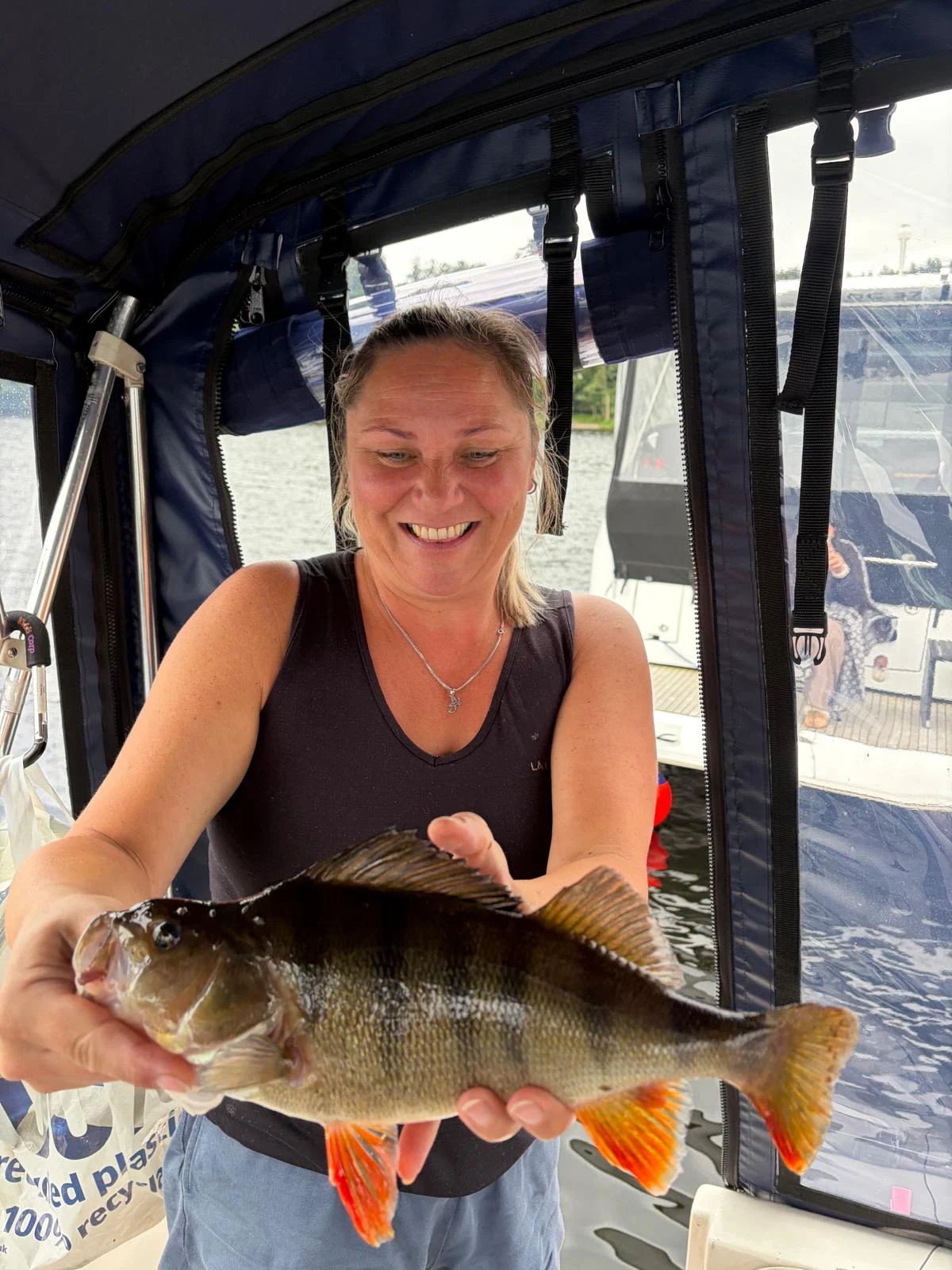 Anna Trepczyk with a Perch caught on worm at Loch Lomond