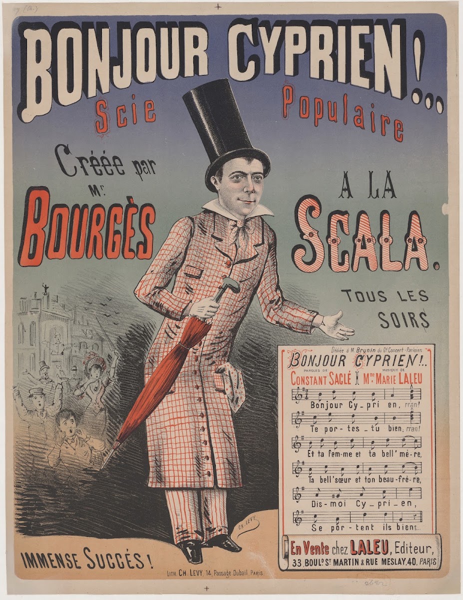 Bonjour Cyprien scie populaire créée par Mr Bourgès à la Scala immenses succès 1