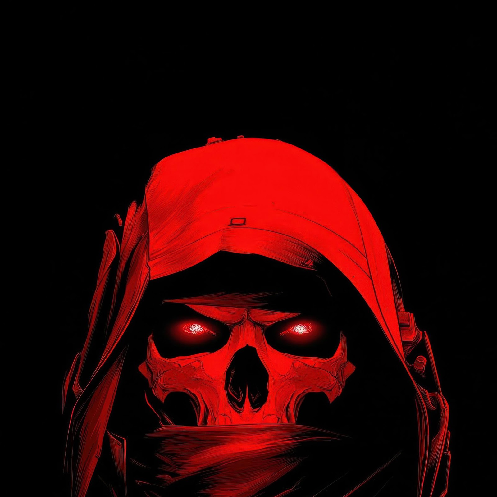 Download Hooded Glowing Red Skull 4K iPhone