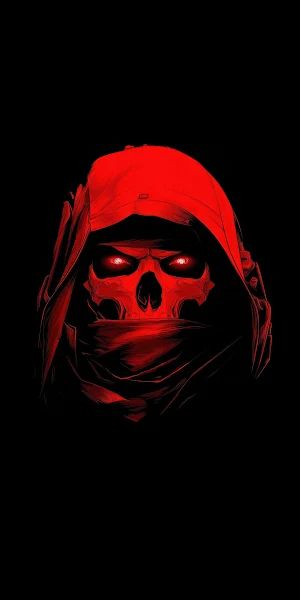 Hooded Glowing Red Skull 4K iPhone Wallpaper Background