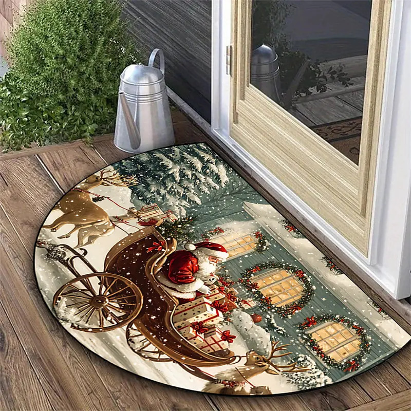 Halbrundes Fußmatte, Kristallvelours, Weihnachtsdesign