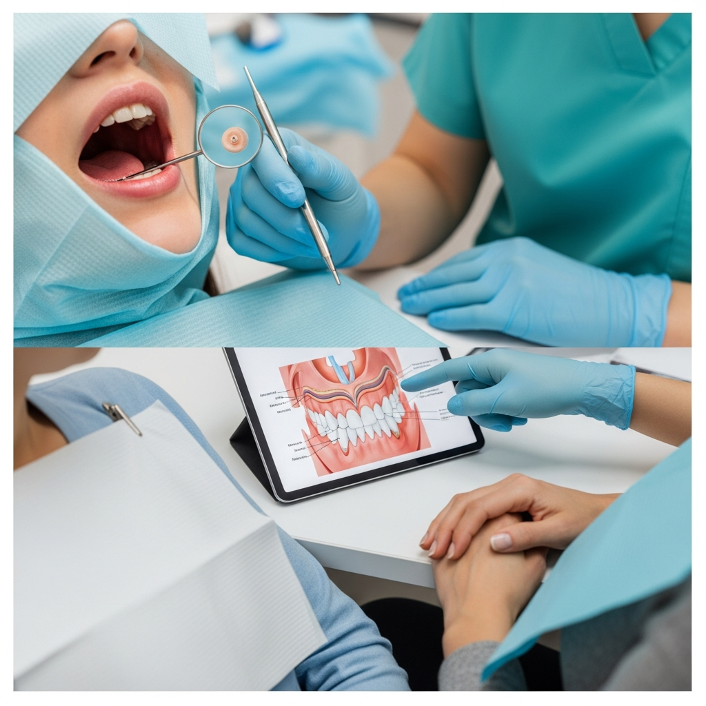 唇瘡發作期間的口腔護理示意圖