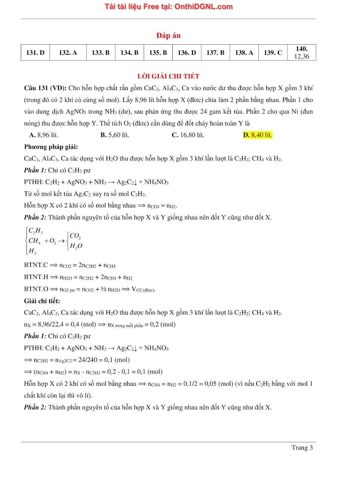 260 bài tập môn Hóa học - Ôn thi ĐGNL ĐHQG Hà Nội Phần 4