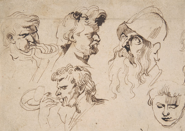 Sheet of Studies of Heads 161541