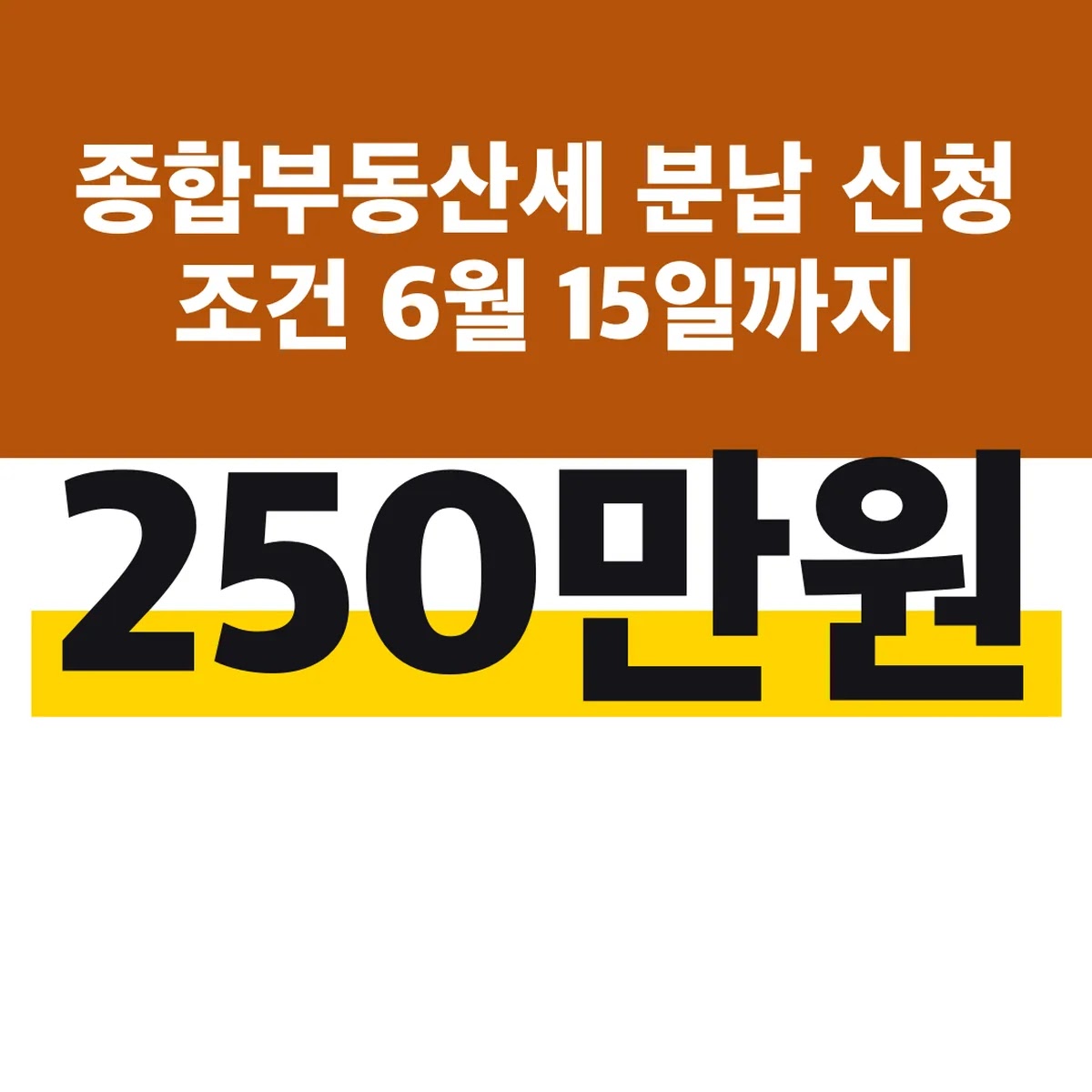 종합부동산세 분납 신청 조건 250만원 6월 15일까지