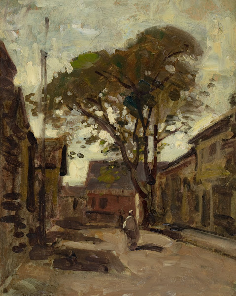 View of a Town Square with a Man