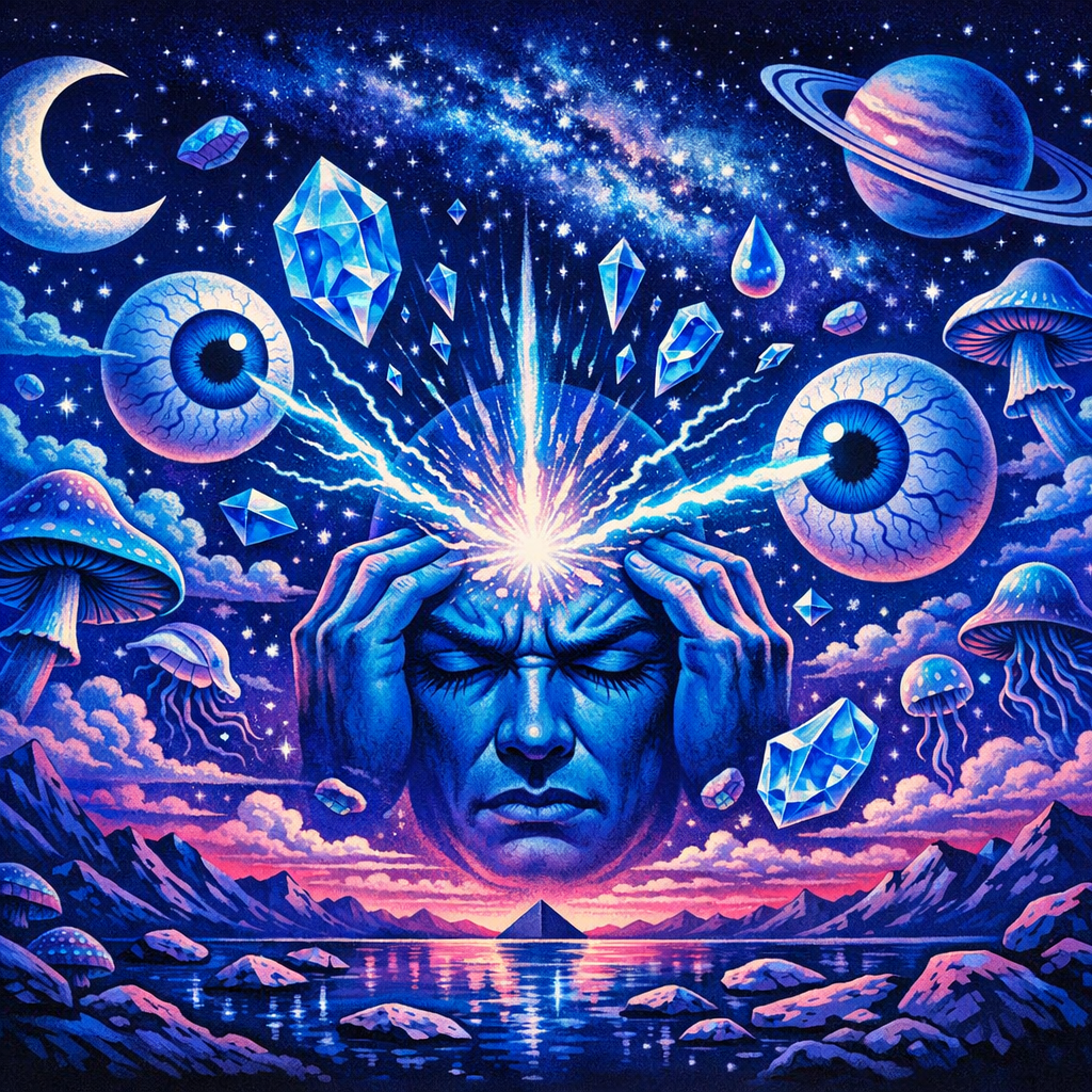 psychedelics and cluster headaches – creative and expressive visual interpretation