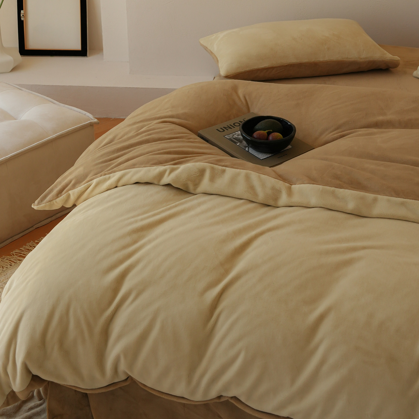Milk fiber bedding set, 4-piece, winter, solid color