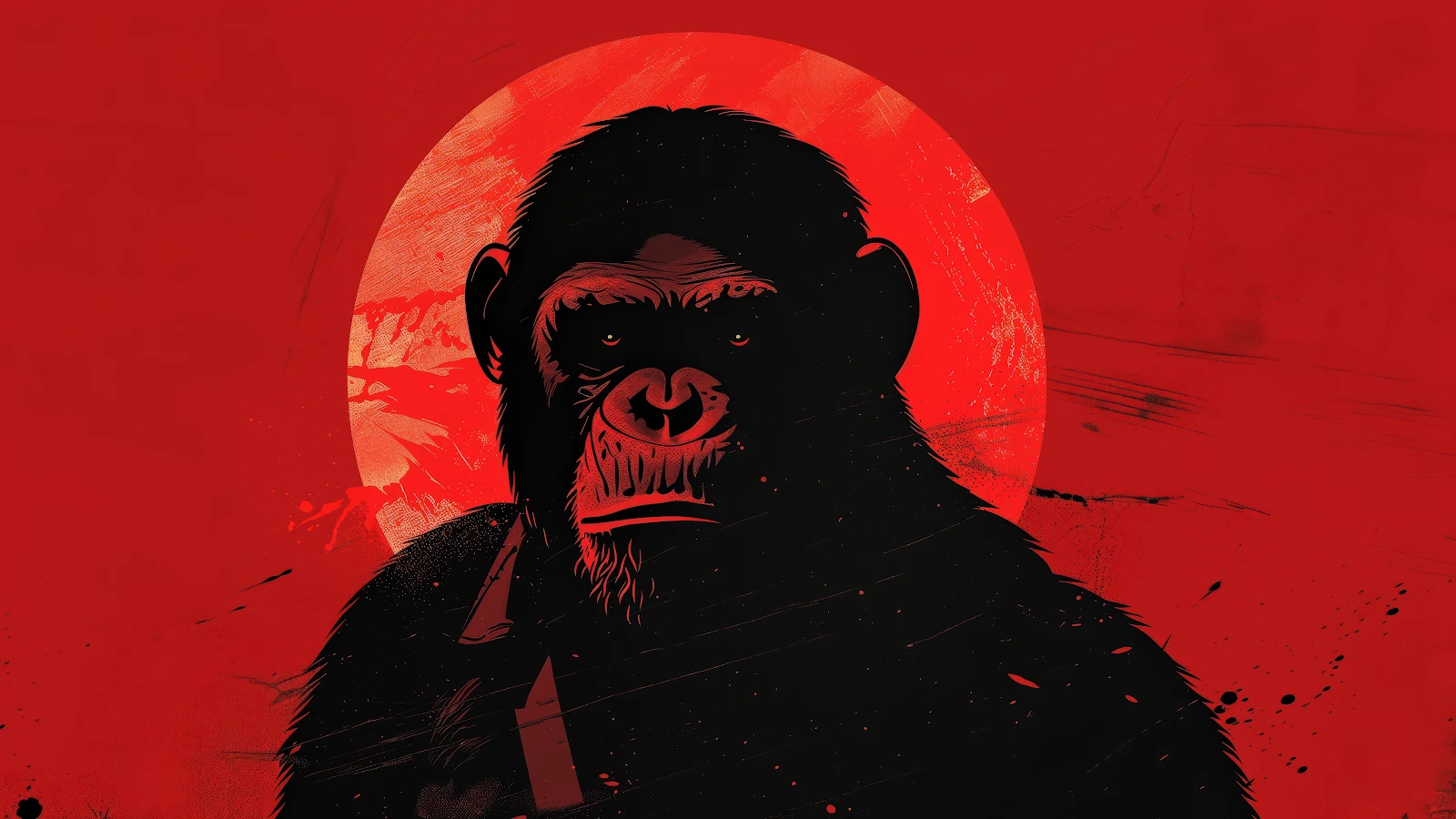 Ai Art, Illustration, Planet Of The Apes, Ape, Red 5K Desktop Wallpaper