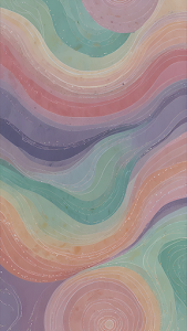 Gentle Pastel Wavy Abstract Art with Silver Contours