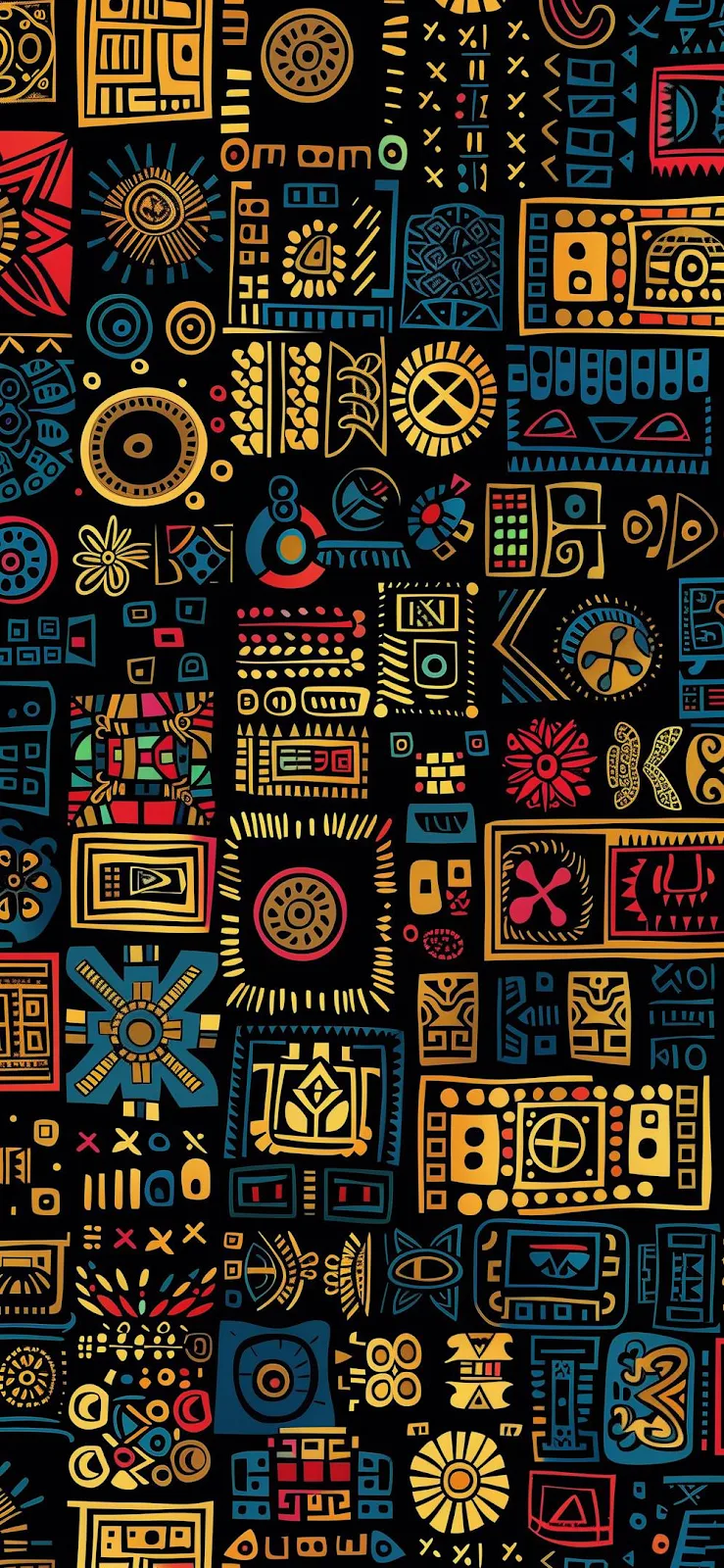 Vibrant African Tribal Pattern - Digital Pattern Art iPhone Wallpaper (997x2160)