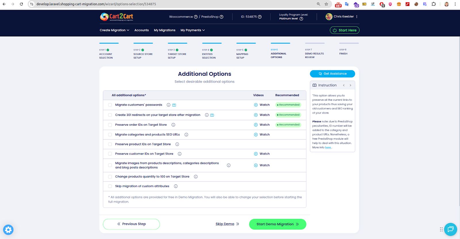 Configure Additional Migration Options
