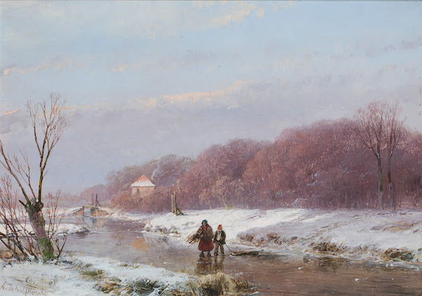 Awinter Landscape With Wood Gatherers On The Ice