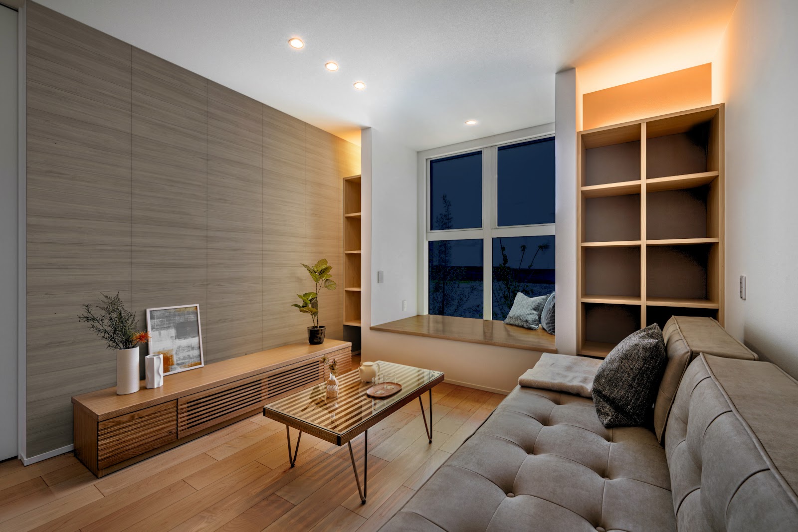 夜間の照明の様子、STEP01：ナチュラ、STEP3：エコカラット②