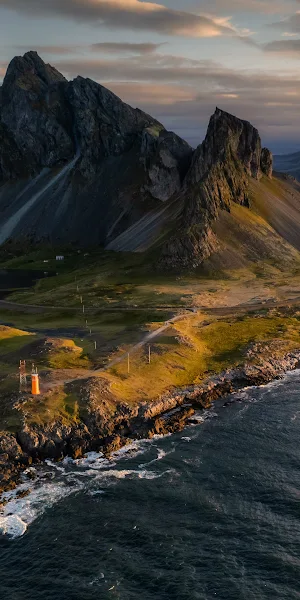 Iceland, Mountain, Coastline, Aerial 4K Wallpaper Background