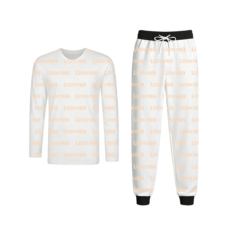 AOP Universal Long Sleeve & Sweatpants Pajama Set (Milk Silk)